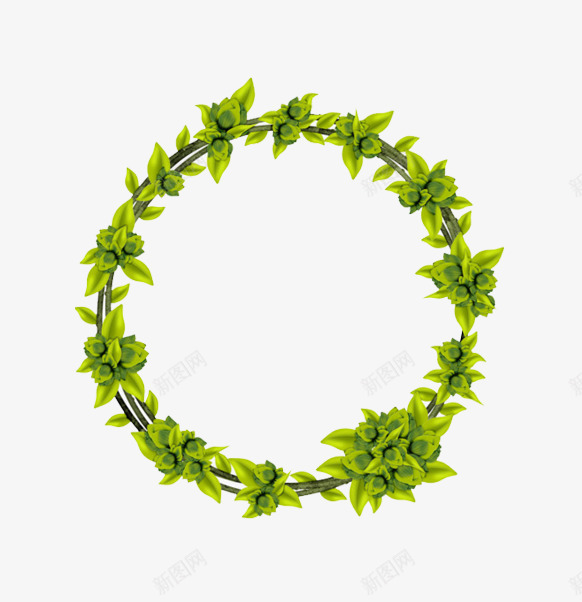 绿色手绘植物圆环装饰图案png免抠素材_新图网 https://ixintu.com 免抠PNG 圆环 手绘 植物 绿色 装饰图案