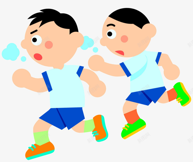 跑步的小孩png免抠素材_新图网 https://ixintu.com 卡通 奔跑的孩子 比赛 跑步 运动装