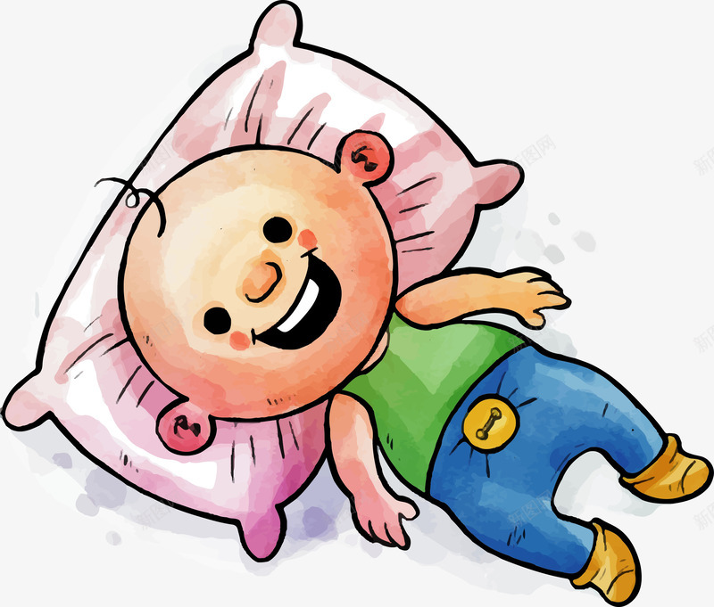 躺在枕头上的婴儿矢量图ai免抠素材_新图网 https://ixintu.com 可爱婴儿 婴儿 手绘婴儿 枕头婴儿 水彩婴儿 矢量png 矢量图