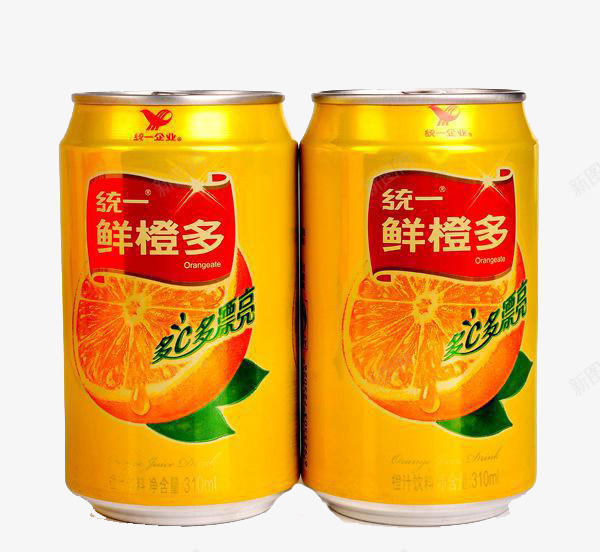 罐装鲜橙多png免抠素材_新图网 https://ixintu.com 产品实物 橙子味 统一 罐装 饮料 黄色装