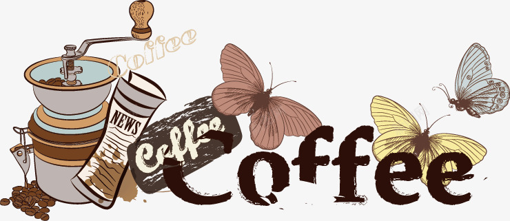咖啡bannerpng免抠素材_新图网 https://ixintu.com coffee 咖啡 咖啡banner 咖啡卡通打磨机 咖啡食品 咖啡饮料 淘宝广告banner 蝴蝶 设计