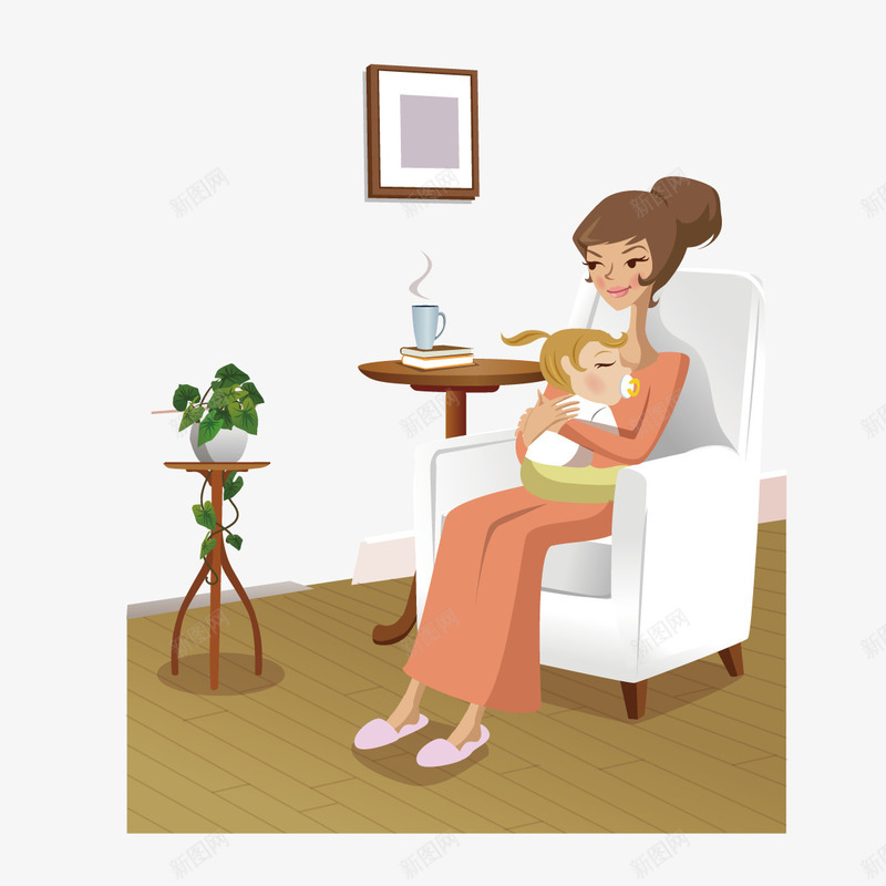 坐在沙发上喂婴儿吃奶的妈妈矢量图ai免抠素材_新图网 https://ixintu.com 妈妈 婴儿 沙发 矢量图
