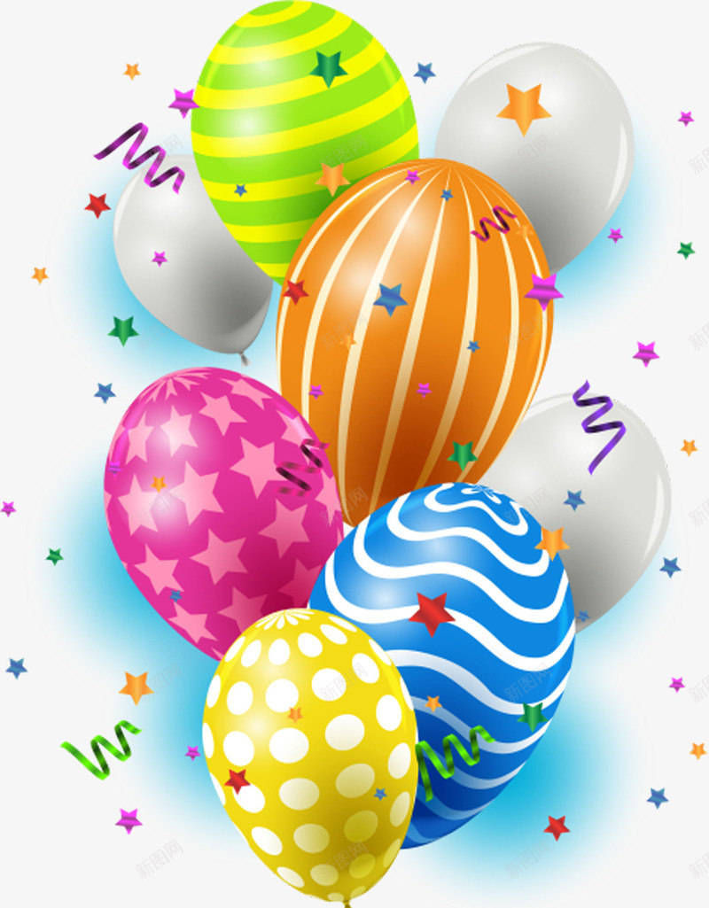 彩色气球节日气氛png免抠素材_新图网 https://ixintu.com 彩带 彩色气球 欢庆 气氛 节日
