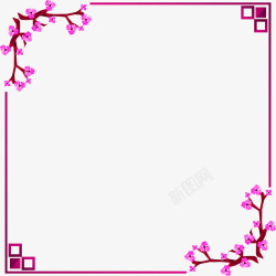 紫色中国风花枝边框纹理素材