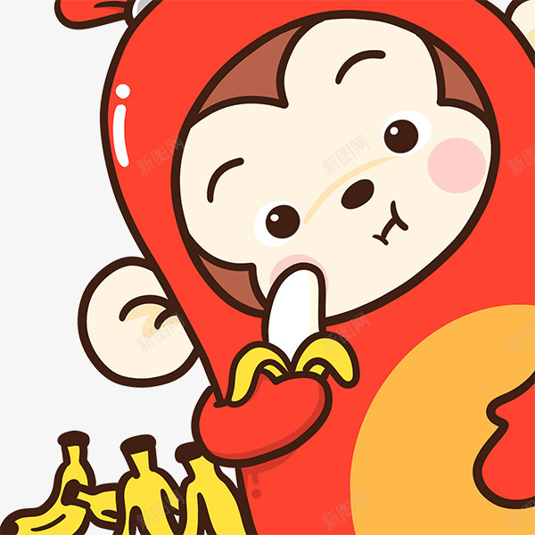 吃香蕉的猴宝宝png免抠素材_新图网 https://ixintu.com 可爱 吃香蕉 小动物 猴子