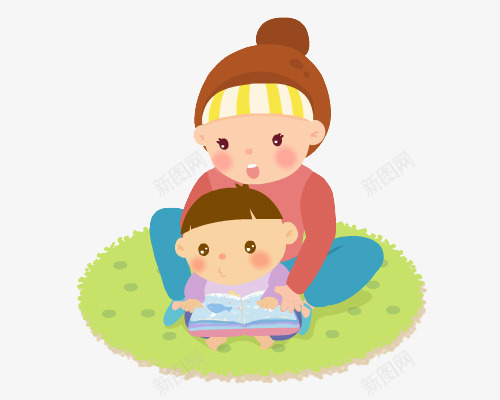 郊外母亲教孩子学习png免抠素材_新图网 https://ixintu.com 关爱 学习 教孩子 母亲 郊外