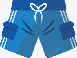 男士短裤蓝色夏日度假沙滩裤矢量图高清图片