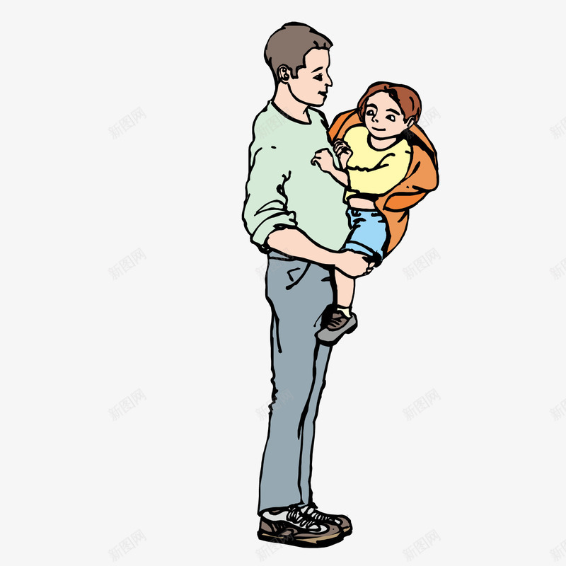 抱着孩子的父亲矢量图ai免抠素材_新图网 https://ixintu.com 孩子 抱着 父亲 矢量图