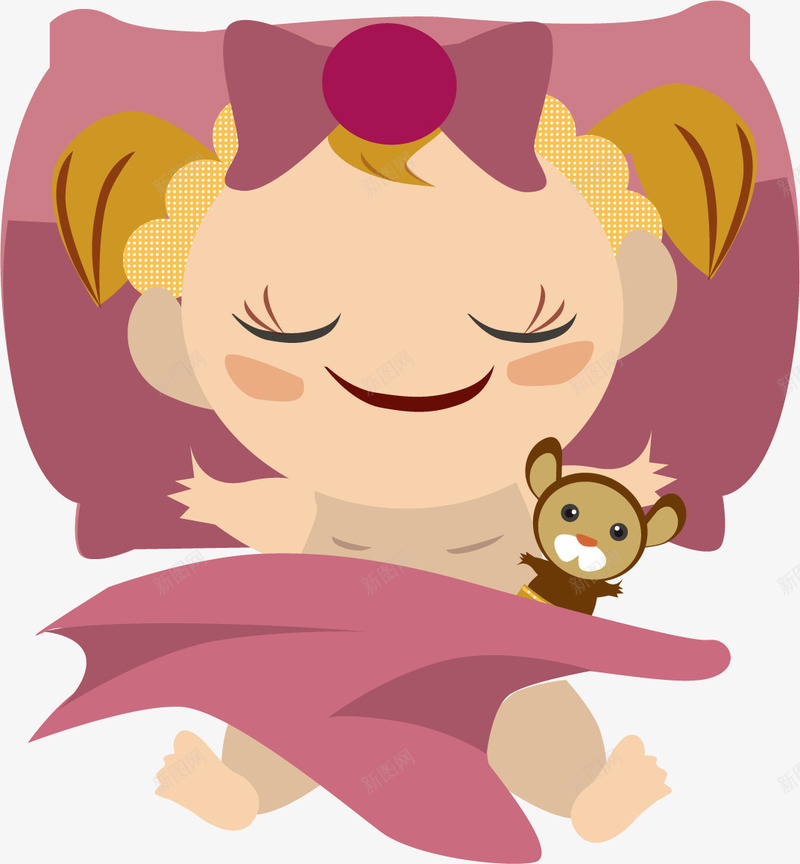 睡觉的女宝宝png免抠素材_新图网 https://ixintu.com 可爱 女孩 婴儿 宝宝 杯子 枕头 玩具 睡眠 睡觉