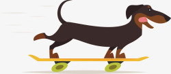 椭圆滑板图案卡通玩滑板的狗狗矢量图高清图片
