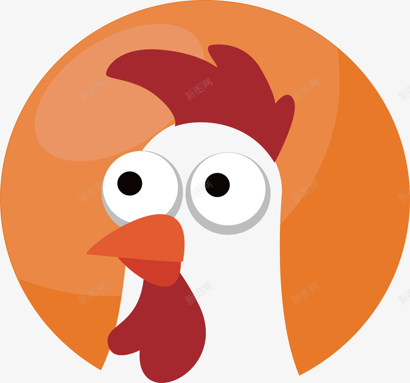 卡通公鸡头像png免抠素材_新图网 https://ixintu.com 卡通 头像设计 家养 家畜 家禽设计 精美