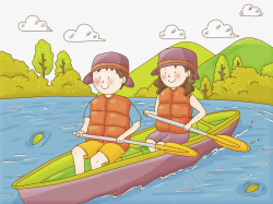 划船的孩子素材