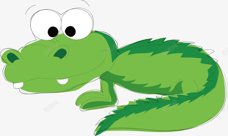 绿色卡通鳄鱼矢量图ai免抠素材_新图网 https://ixintu.com 动物 动物图案 动物头像 动物插画 卡通动物 可爱卡通动物 小动物 鳄鱼 矢量图