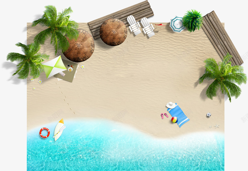 夏日海滩游玩广告png免抠素材_新图网 https://ixintu.com 夏日 广告 海滩 游玩