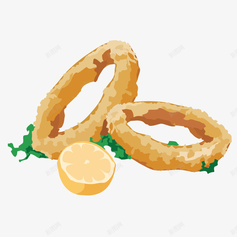 洋葱圈png免抠素材_新图网 https://ixintu.com 手绘 柠檬 油炸 食物