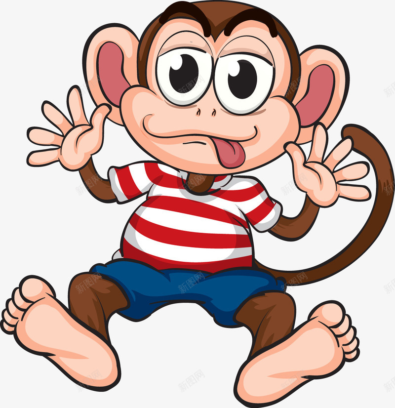 卡通猴宝宝玩耍png免抠素材_新图网 https://ixintu.com 动物 卡通猴 猴子 猴宝宝 野生动物