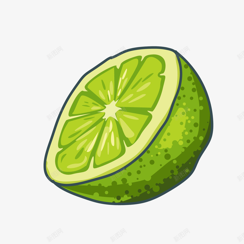绿色柠檬png免抠素材_新图网 https://ixintu.com 圆弧 扁平化 柠檬 水果 点状 磨砂 绿色 质感