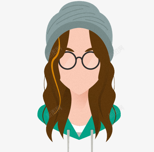 戴帽子的女孩头像png免抠素材_新图网 https://ixintu.com 女孩 帽子 眼镜