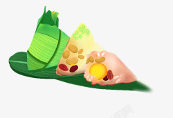 八宝粽子端午节粽子粽叶插图高清图片