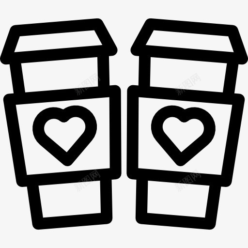 两杯咖啡的心图标png_新图网 https://ixintu.com 喝热饮料 浪漫 浪漫的情人节 食品