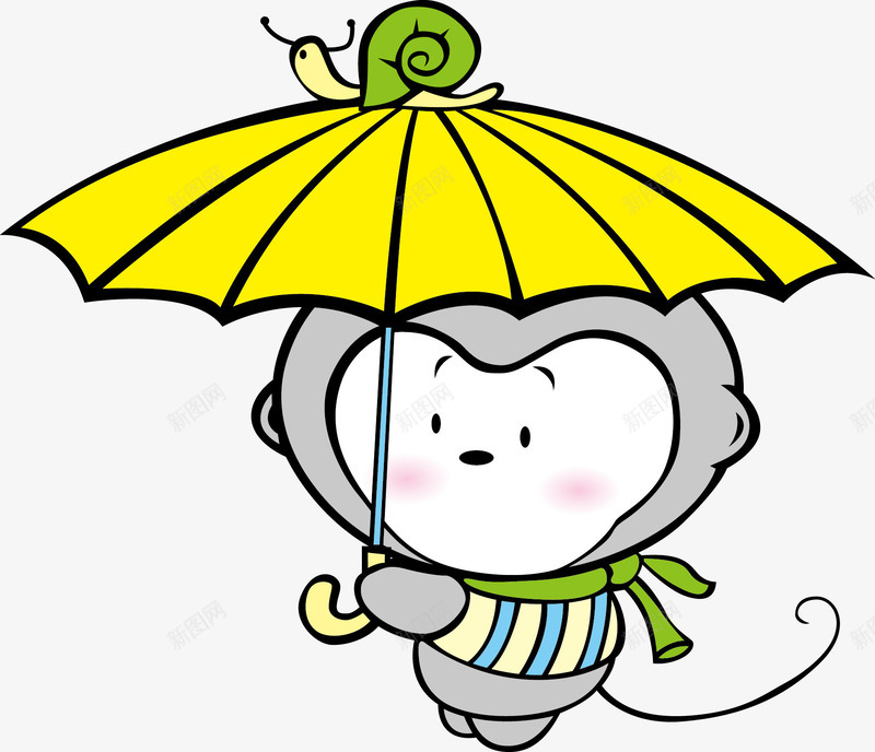 卡通猴宝宝猴子玩耍撑雨伞png免抠素材_新图网 https://ixintu.com 卡通猴子 可爱猴宝宝 灰色猴子 猴子 猴宝宝
