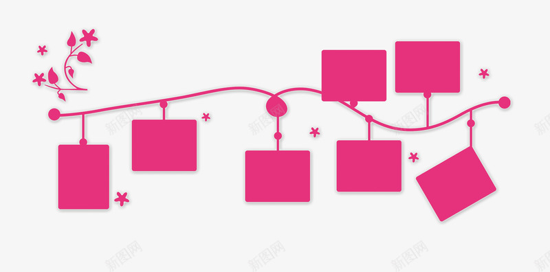 照片边框png免抠素材_新图网 https://ixintu.com 方形 星星 照片墙 粉色