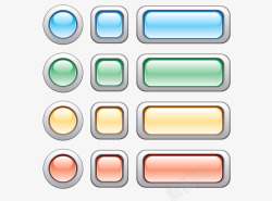 蓝绿橙红四色三种图案按钮素材