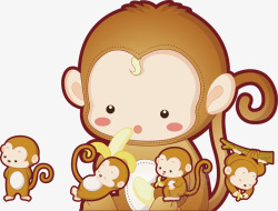 猴妈妈猴妈妈和猴宝宝矢量图高清图片