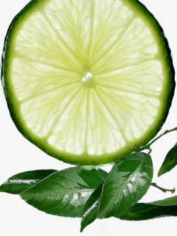 绿色透明柠檬片素材