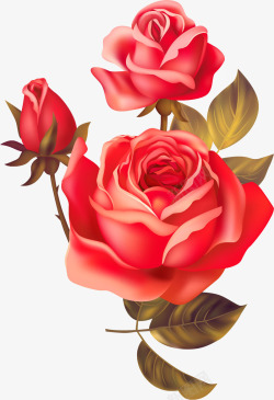 卡通红色花朵玫瑰素材