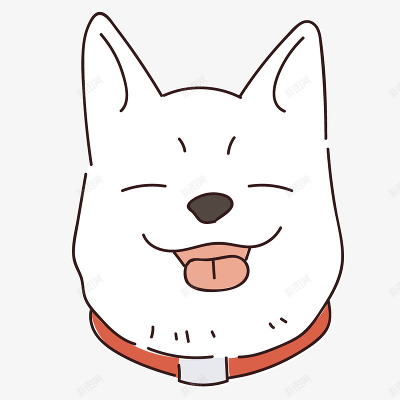 卡通手绘可爱的小狗头像png免抠素材_新图网 https://ixintu.com 创意 卡通手绘 可爱 小狗头像 开心的 白色