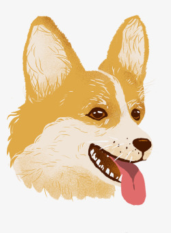 狗嘴卡通手绘黄色的狗头像高清图片