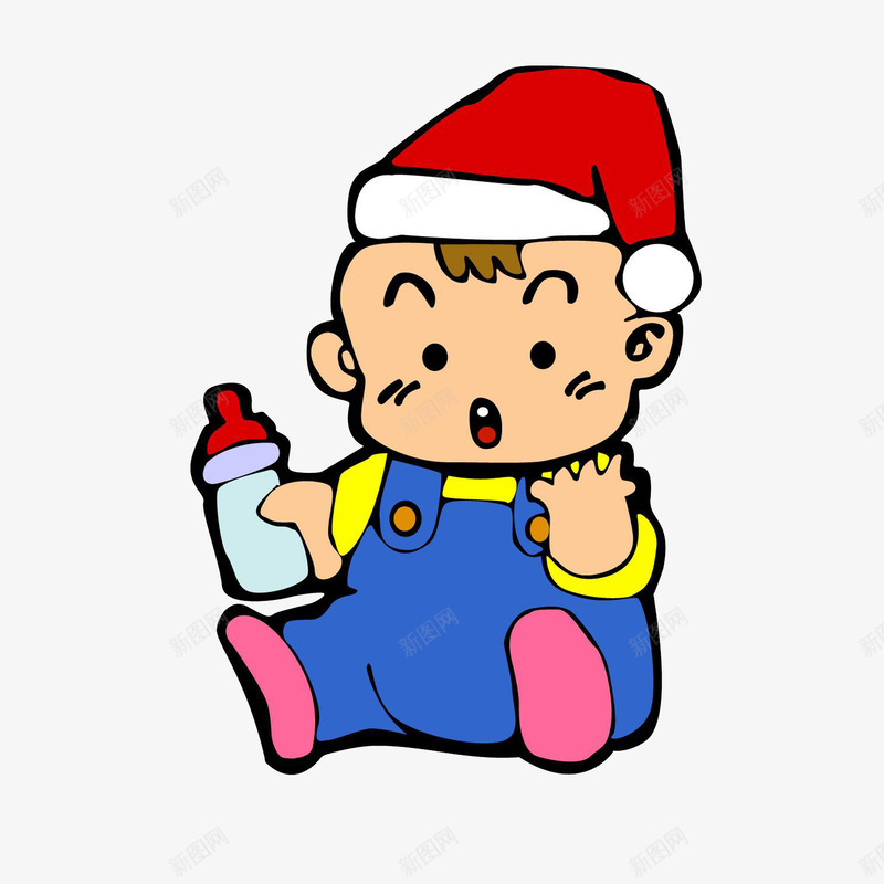 拿着奶瓶要喝的宝宝png免抠素材_新图网 https://ixintu.com 喝奶的宝宝 圣诞帽 坐着的宝宝 拿着奶瓶要喝的宝宝