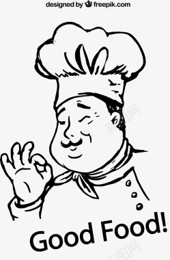 手绘厨师头像矢量图图标图标