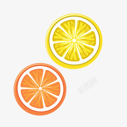 黄色橘黄柠檬片素材