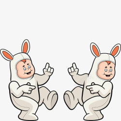 跳舞的两个兔宝宝素材