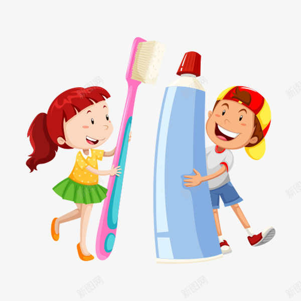 刷牙的孩子png免抠素材_新图网 https://ixintu.com 刷牙 卡通 可爱的 手绘 洗漱用品 高兴的