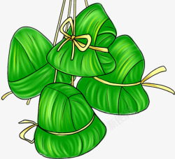 手绘绿色粽子节日素材