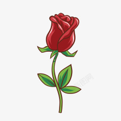 彩绘红玫瑰花枝素材