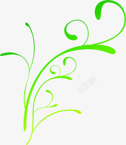 绿色花枝绿草手绘素材