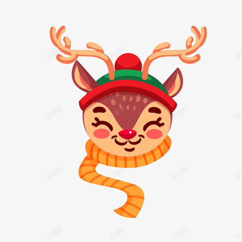 圣诞节小鹿头像png免抠素材_新图网 https://ixintu.com 卡通动物 卡通小鹿 圣诞节小鹿 圣诞节装饰