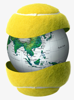 现代创意黄色网球地球仪素材