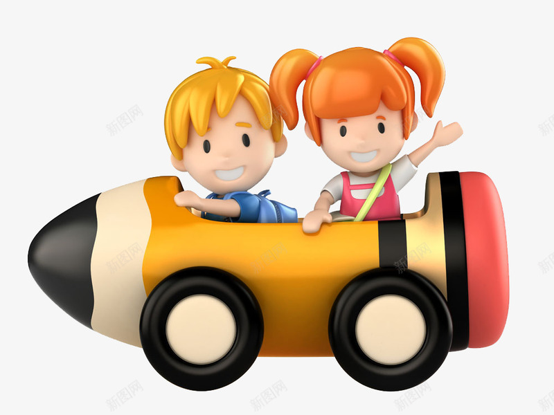 手绘卡通坐在车上的两个小孩子png免抠素材_新图网 https://ixintu.com 儿童节 卡通 孩子 手绘 汽车
