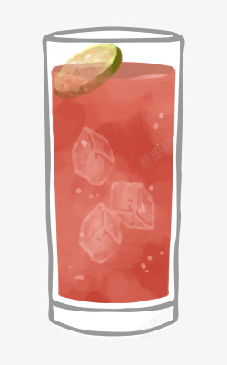 手绘的一杯水果汁素材