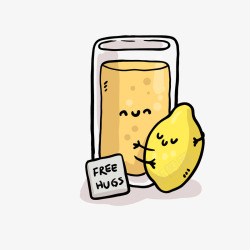 黄色柠檬卡通果汁矢量图素材