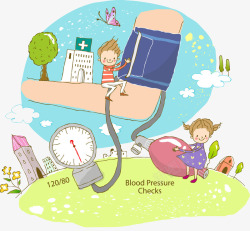 卡通血压测量计测量血压高清图片