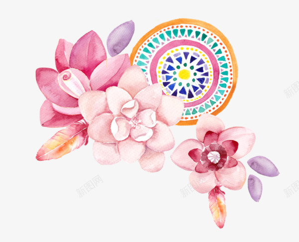 粉色鲜花png免抠素材_新图网 https://ixintu.com 卡通 多肉 手绘 植物 水彩 粉色 鲜花