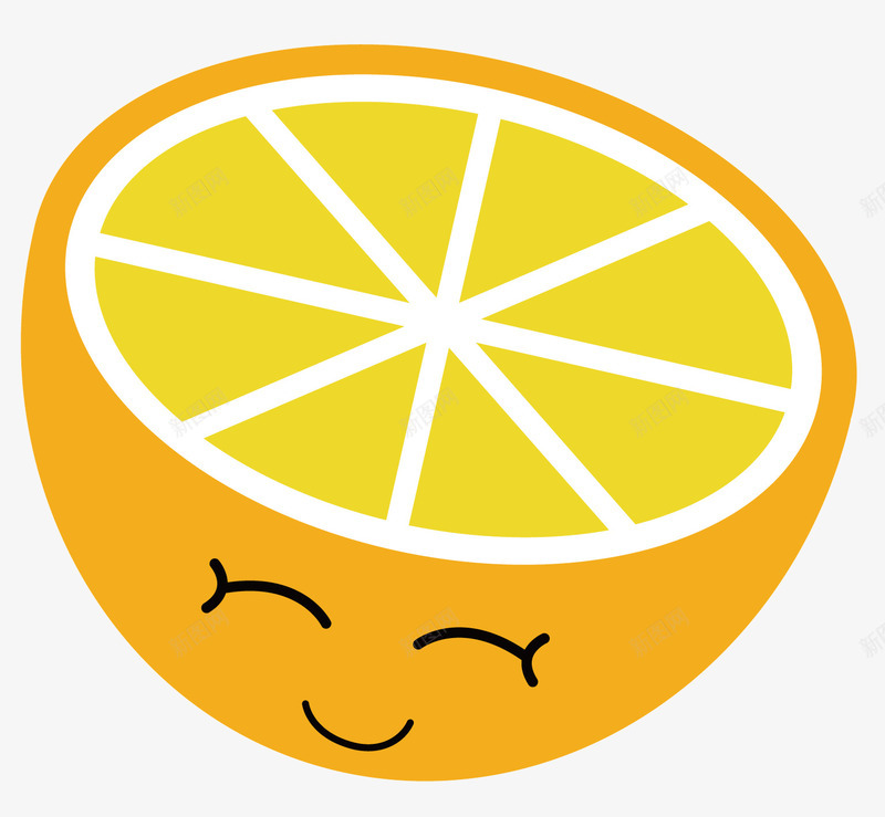 半个切开的金黄色的柠檬矢量图ai免抠素材_新图网 https://ixintu.com 微笑的水果 柠檬 水果蔬菜 白色的分割线 金黄色的食物 矢量图