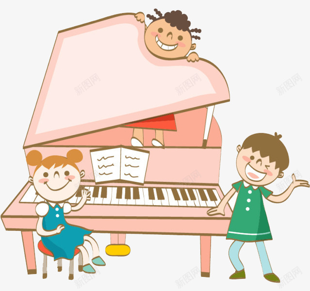 弹钢琴的孩子png免抠素材_新图网 https://ixintu.com 儿童弹钢琴 卡通 孩子 手绘 钢琴