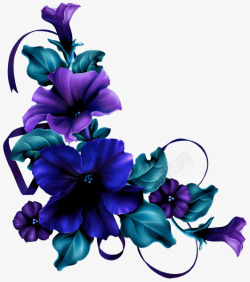 紫色彩绘花朵花枝素材